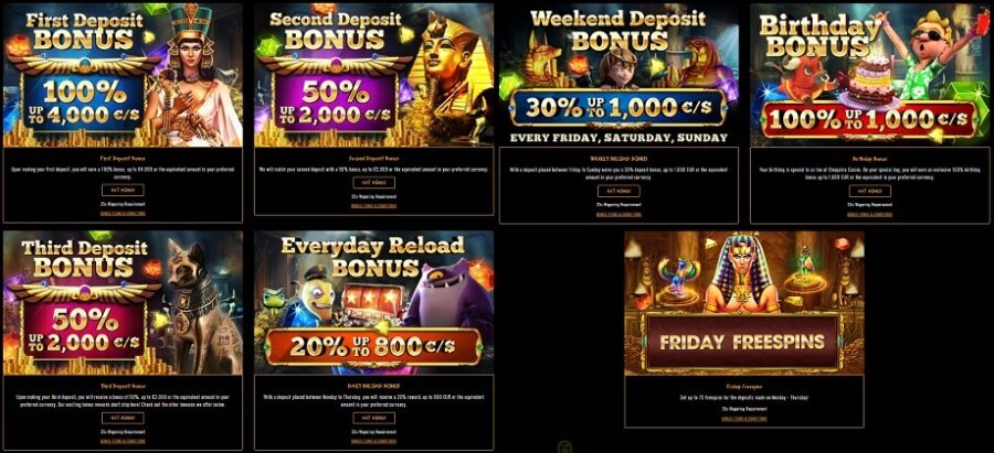 Cleopatra Casino Deposit Bonuses