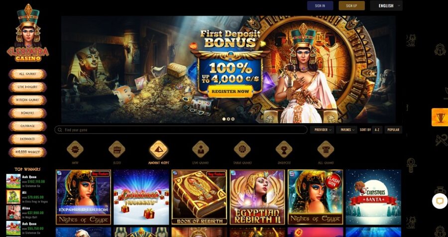 Cleopatra Casino Main Page