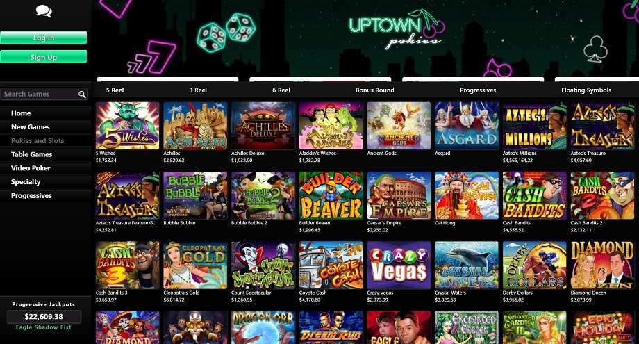 Uptown Pokies Casino Main Page