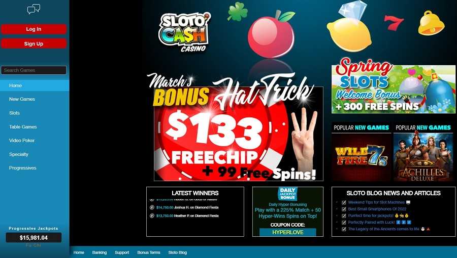 Sloto Cash Casino Main Page