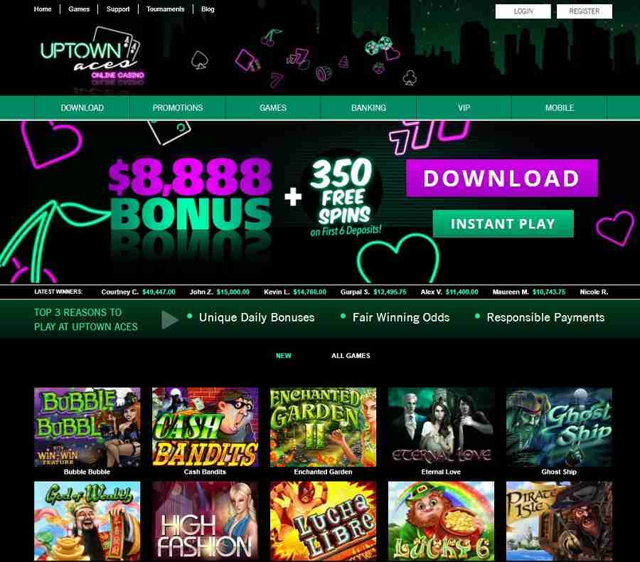 Uptown Aces Casino Main Page