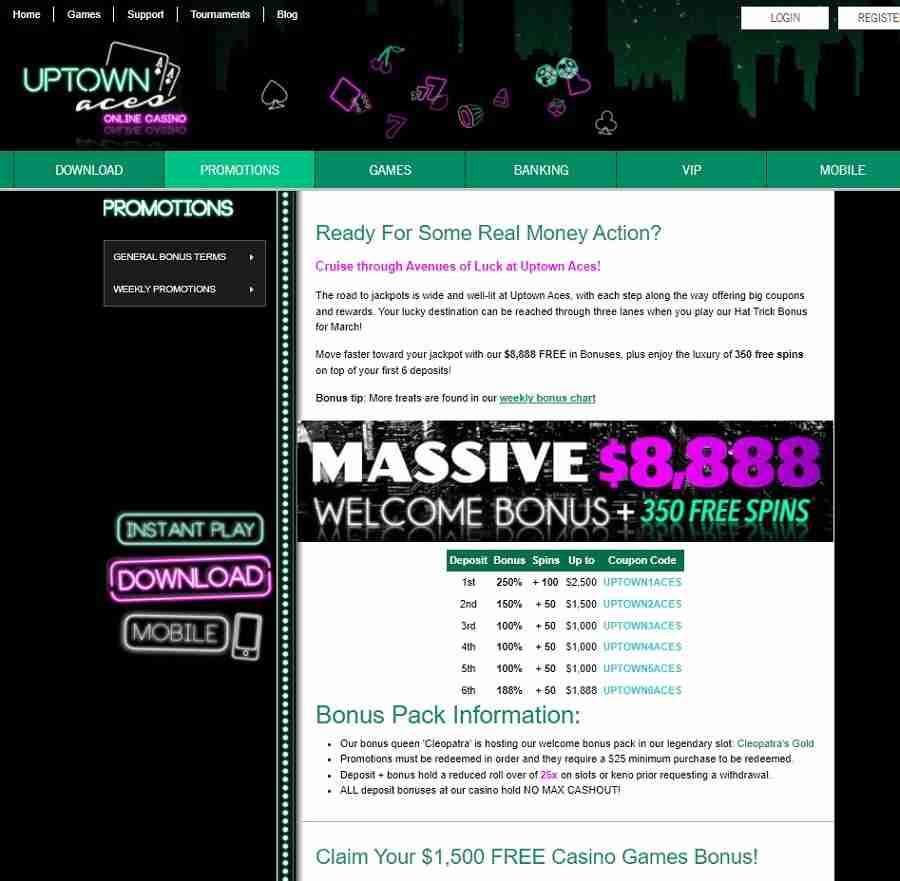 Uptown Aces Casino Promotions