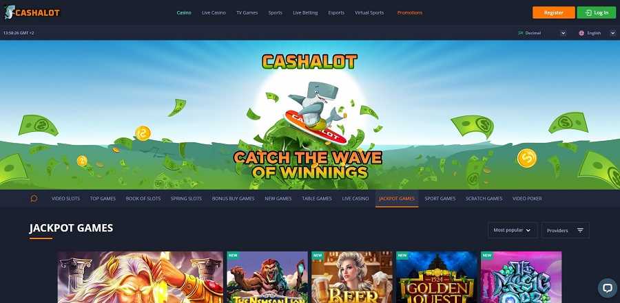 Cashalot Casino And Sportsbook Main Page