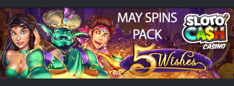 Get $100 Free + 99 Spins On 5 Wishes Slot At Sloto Cash Casino