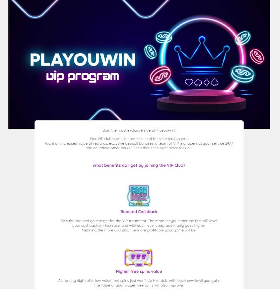 PlaYouWin Casino VIP Program